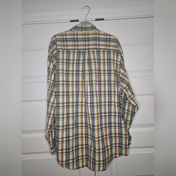 Eddie Bauer Mens Large Long Sleeve Button Up Plaid Yellow, Red, Blue - Picture 4 of 15
